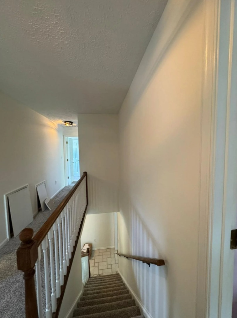 Clean White Interior Stairway Painting Project